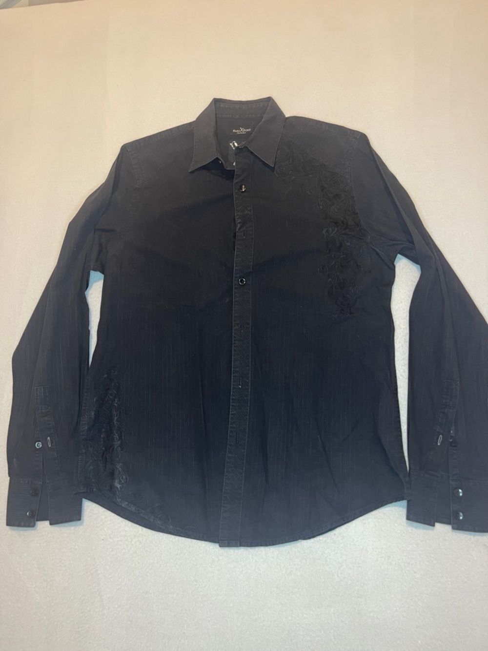 Marc Ecko Cut & Sew Black Embroidered Button Up Shirt Men’s Small Y2K